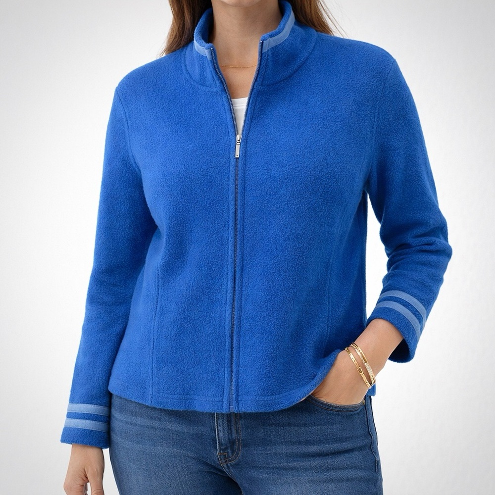 Mercer & Madison Boiled Wool Lightweight Collared Blue Minimalist Jacket [Sz L]